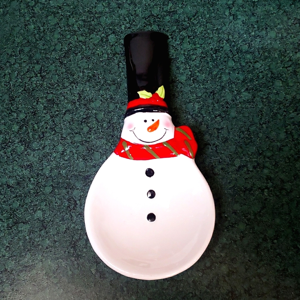 Holiday Ceramic Snowman Spoon Rest